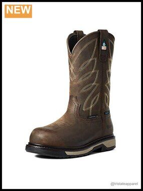 Pull-On Waterproof Composite Toe Work Boot Safety Rated Leather